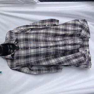 TULIP Alexandria Tunic Shirt Plaid Buttoned Front Pockets Cotton Sz S